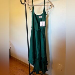 Showpo Emerald Satin Dress NWT